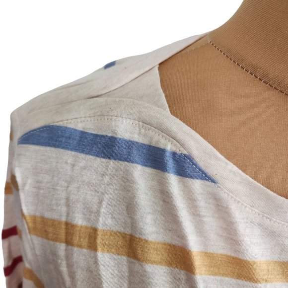 Preowned with Tags CJ Banks Womens Cream Striped 100% Cotton Top Size X (14W) - Picture 5 of 8